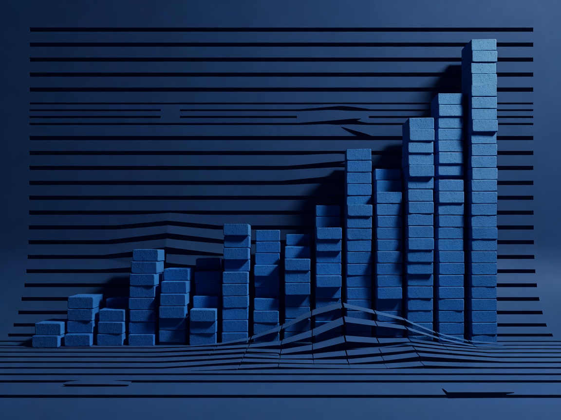 Abstract blue ledger lines and rising debt columns