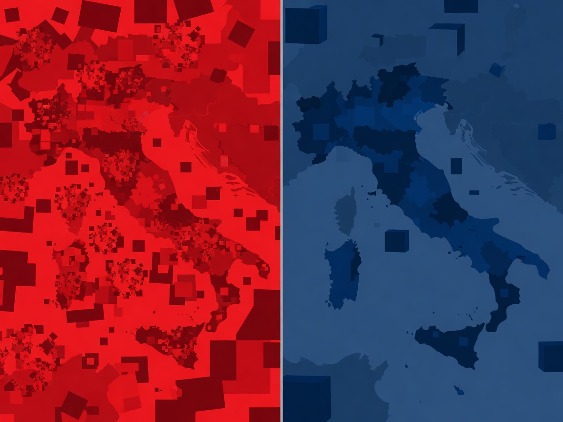 Abstract red and blue national debt comparison panels