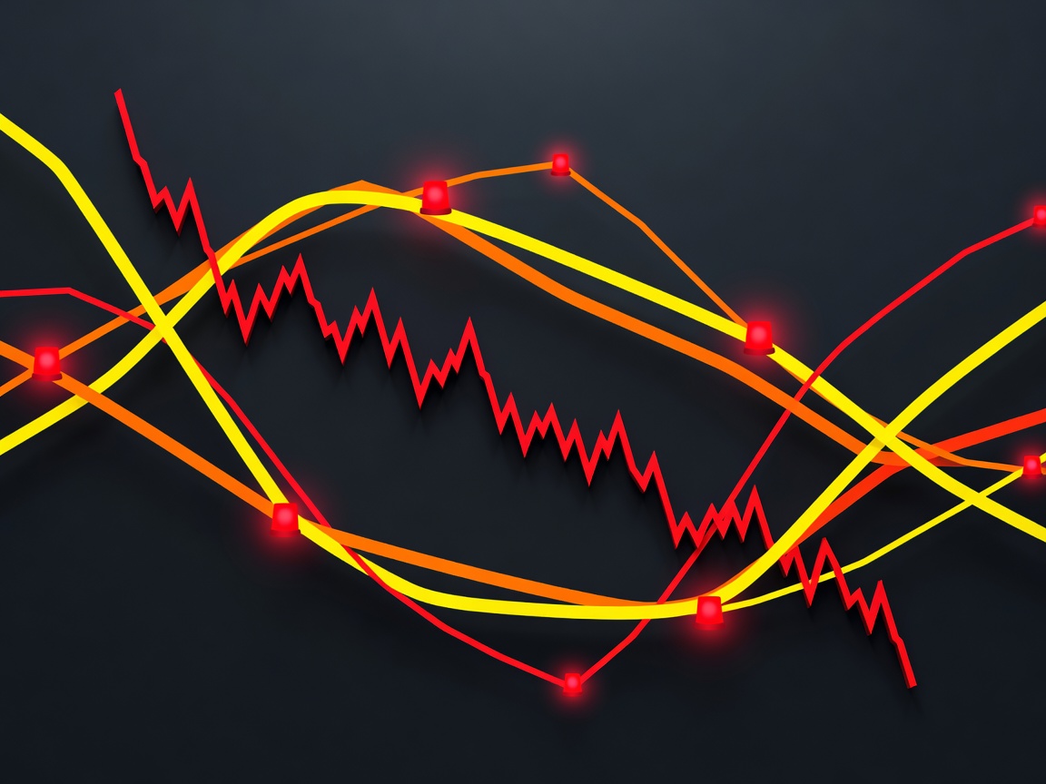 Abstract warning lines around a sovereign debt chart